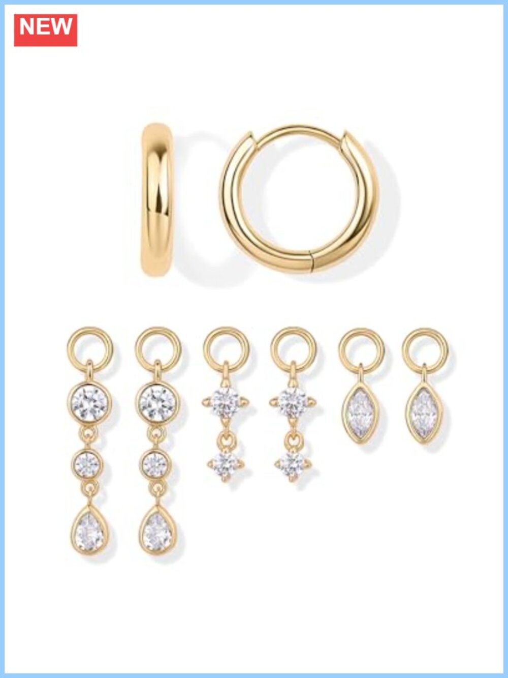 14K Gold Plated Mix & Match Charms Dainty Huggie Earrings for Women